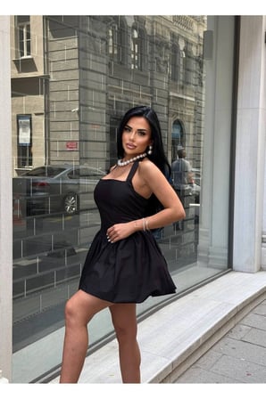 Kadın Siyah Halter Yaka Balon Mini Elbise YEL221709