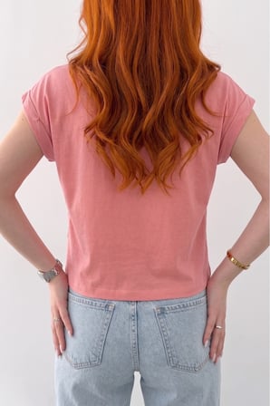 Kadın Lacivert Bisiklet Yaka Kısa Basic T-Shirt NJ137