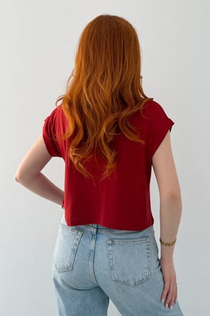 Kadın Lacivert Bisiklet Yaka Kısa Basic T-Shirt NJ137
