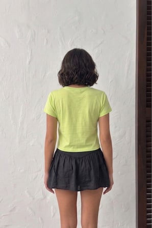 Kadın Somon V Yaka Kısa Basic T-Shirt NJ138