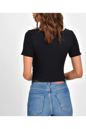 Kadın Beyaz Kruvaze Crop Bluz APP1109
