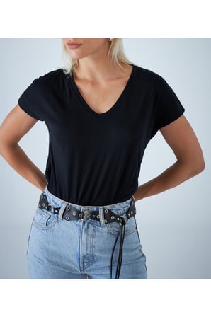 Kadın Beyaz V Yaka T-Shirt APP1311
