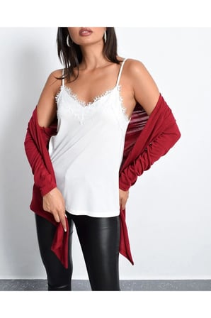 Kadın Somon Dantelli Atlet Bluz APP5008