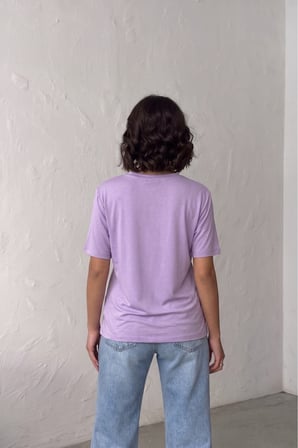 Kadın Gül Kurusu V Yaka Kısa Kollu Basic T-Shirt NJ144