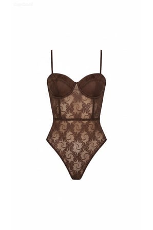 Kadın Kahverengi Ayarlanabilir Askılı Dantelli Bodysuit ELT7197