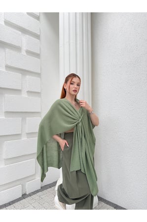 Kadın Haki Ön Detaylı Panço Hırka FRV0192