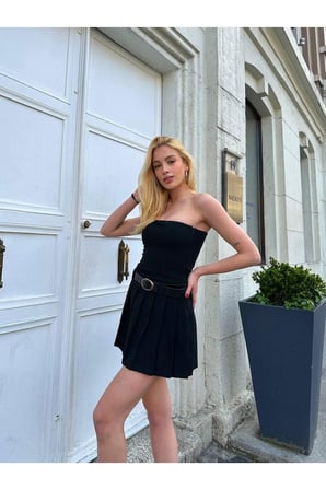 Kadın Straplez Astar Şortlu Mini Elbise YEL0149