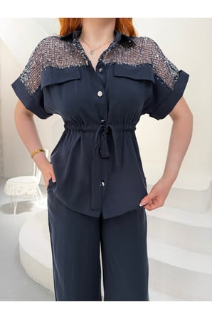 Kadın Kahverengi File Garnili Cupra Modal Alt-Üst Takım FRV0205