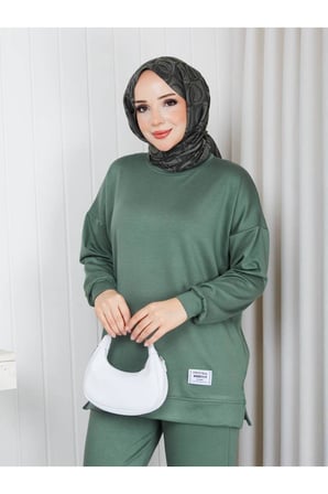 Kadın Lacivert Önü Arma Detaylı Oysho Basic Takım ASF412