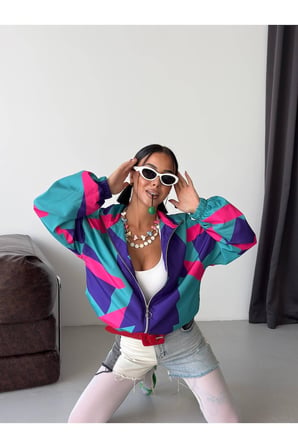 Kadın Multi Unisex 80'Ler Bomber Viral Ceket GET26430