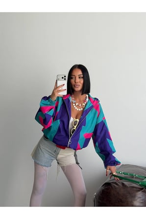 Kadın Multi Unisex 80'Ler Bomber Viral Ceket GET26430