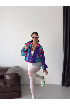 Kadın Multi Unisex 80'Ler Bomber Viral Ceket GET26430