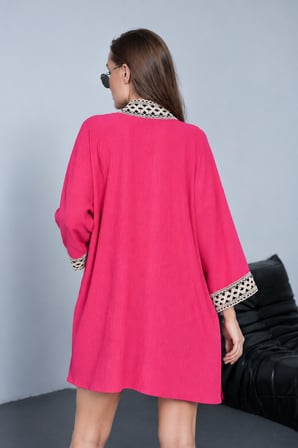 Kadın Yeşil Nakış İşlemeli Kimono NJ191