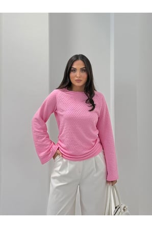 Kadın Sarı İspanyol Kol Gofre Dokulu Bluz FRV0236