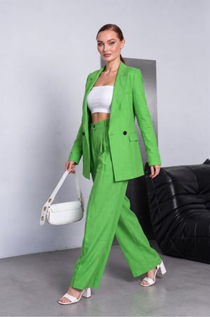 Kadın Turuncu Kruvaze Yaka Maskülen Blazer NJ192