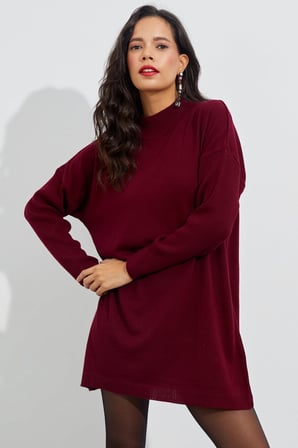 Kadın Saks Triko Tunik YVZ110