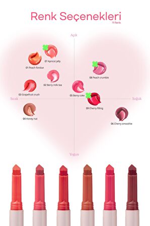 Yoğun Nemlendirici, Parlak Bitişli Balm Peripera Heart Jam Glow Lip (2 Berry Milktea)