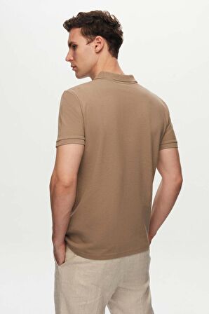 Regular Fit Vizon Pike Dokulu %100 Pamuk Kıvrılmaz Polo Yaka Nakışlı T-shirt 4HC14ORT51000