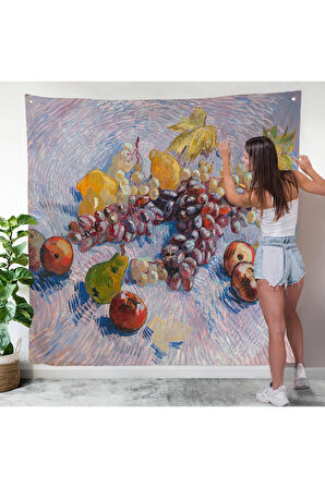 Vincent van Gogh Üzüm Limon Armut ve Elmalar Duvar Örtüsü-8360