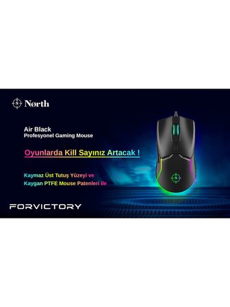 North Air Black Rgb Kablolu Profesyonel Oyuncu Mouse
