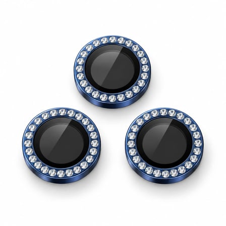 Mavi Titanyum Taşlı Kamera Lens Koruyucu iPhone 17 Pro/Pro Max ile Uyumlu