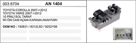 CAM KALDIRMA ANAHTARI TOYOTA COROLLA 2007-2012  IKI