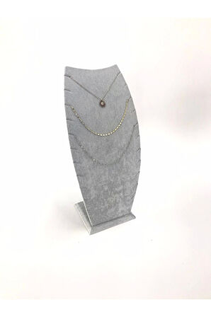 Yerli Üretim Dubai Model Süet Kumaş Gri Renk 25/12 Cm Kolye -zincir Ayaklı Stand