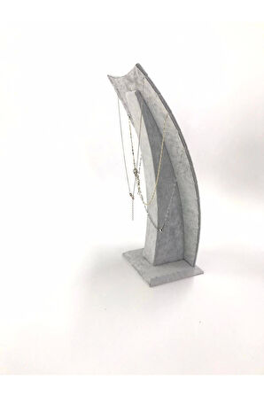 Yerli Üretim Dubai Model Süet Kumaş Gri Renk 25/12 Cm Kolye -zincir Ayaklı Stand