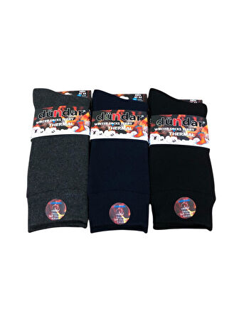 3 Lü Dündar Erkek Termal Havlu Kışlık Soket Dikişsiz Çorap 40 - 44 No