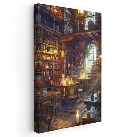 Büyücünün Çalışma Odası - Mistik Atmosfer Anime Kanvas Tablo