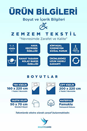 KOPYA - Çarşaflı Tek Kişilik Nevresim Takımı Pamuklu