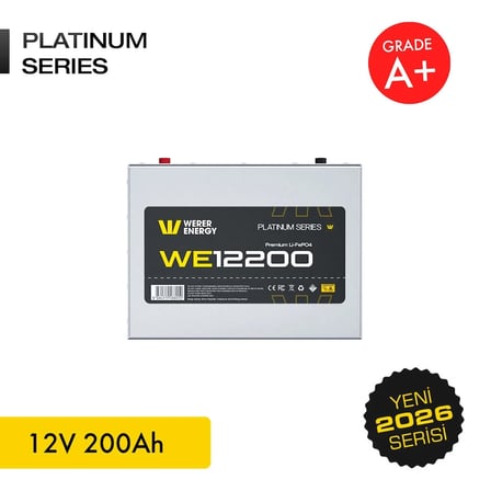 12V 200Ah LiFePO4 Platinum Series Bluetooth'lu Lityum Demir Fosfat Akü/Batarya