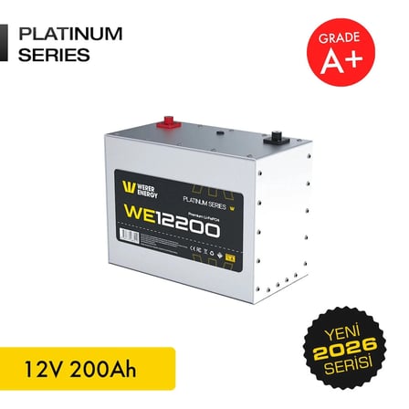 12V 200Ah LiFePO4 Platinum Series Bluetooth'lu Lityum Demir Fosfat Akü/Batarya