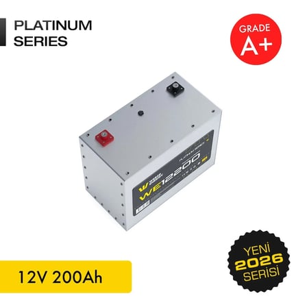 12V 200Ah LiFePO4 Platinum Series Bluetooth'lu Lityum Demir Fosfat Akü/Batarya
