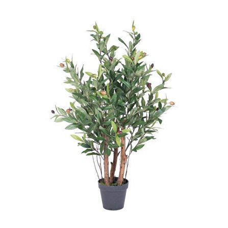 Yapay Çiçek Zeytin Ağacı 3 Gövdeli Plastik Siyah Saksıda 60cm Yapay Ağaç