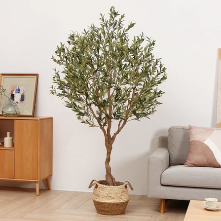 Yapay Zeytin Ağacı Doğal Kök Detaylı Büyük Dolgun Model Siyah Saksıda 190cm Yapay Ağaç