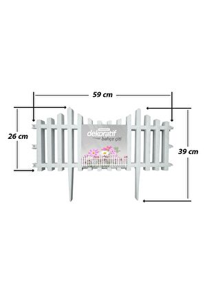 Dekoratif Bahçe Çiti Plastik Çit Peyzaj Koruma Panel Çit 4 Adet (2.36 Mt) Beyaz Çiçek Çiti
