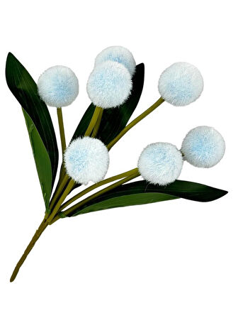 Yapay Çiçek Mavi Pompon Çiçeği Dekoratif Yapay Çiçek 30*20cm