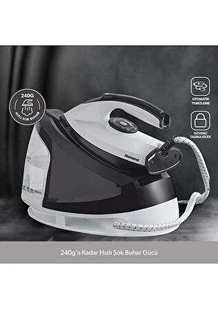 Homend Steamwork 1167H Buhar Kazanlı Ütü Siyah Beyaz 2400 W