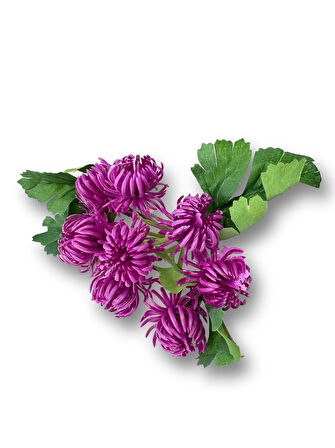 Yapay Çiçek Doğmamış Mor Krizantem Demeti 5 Dallı Gelin Çiçeği Ve Aranjman Aradal Çiçeği 24cm