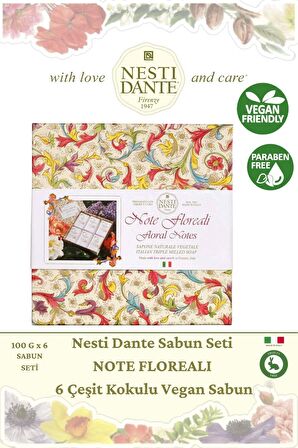 Sabun Seti Note Floreali 6 Çeşit Kokulu Vegan Bakım 6 x 150 Gr