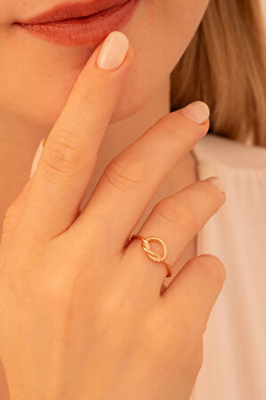 Kadın Gümüş Yüzük - El Işçiliği Rose Kaplama Aşk Düğümü Model 2 Kadın Yüzük