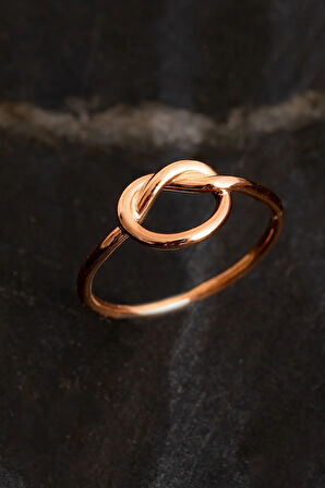 Kadın Gümüş Yüzük - El Işçiliği Rose Kaplama Aşk Düğümü Model 2 Kadın Yüzük