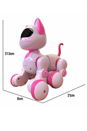 Uzaktan Kumandalı İnteraktif Şarjlı Akıllı Kedi Robot Pembe - 30 Farklı Fonksiyon