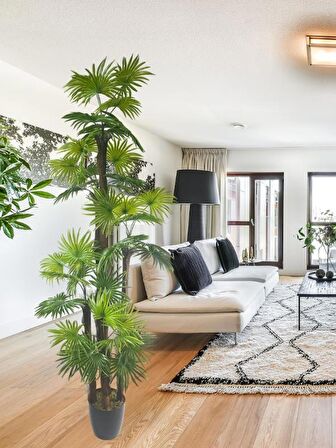 Yapay Ağaç Yelpaze Palmiye 5Katlı Fanpalm 40 Yaprak 180*65cm