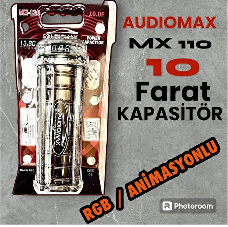 AUDIOMAX MX-110- 10 FARAD -LEDLİ-RGB ANİMASYONLU-REMOTELİ POWER KAPASİTÖR--TESİSATINIZI KORUR-AKÜ ÖMRÜ UZAR