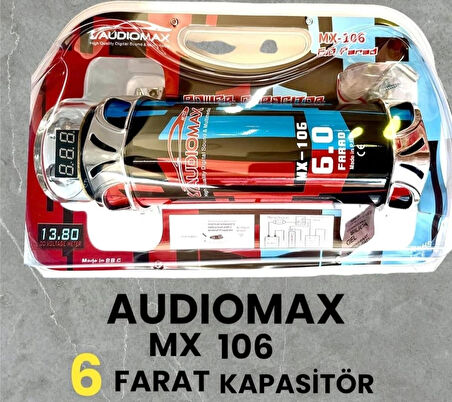 AUDIOMAX MX-106 6 FARAD -LEDLİ-REMOTELİ POWER KAPASİTÖR--AKÜNÜZÜ VE SET TESİSATINIZI KORUR-AKÜ ÖMRÜ UZAR