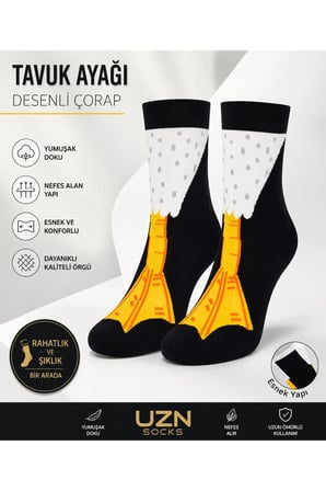 Ördek Ayaklı Komik Çorap | Siyah Yenilikçi Tasarım Hediyelik Unisex Çorap