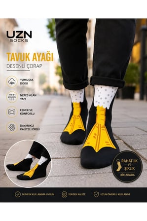 Ördek Ayaklı Komik Çorap | Siyah Yenilikçi Tasarım Hediyelik Unisex Çorap