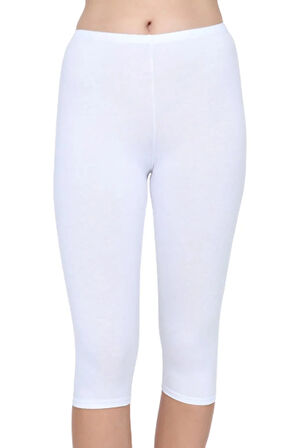 12'li Paket Kadın Kapri Tayt Elastan Beyaz 11002